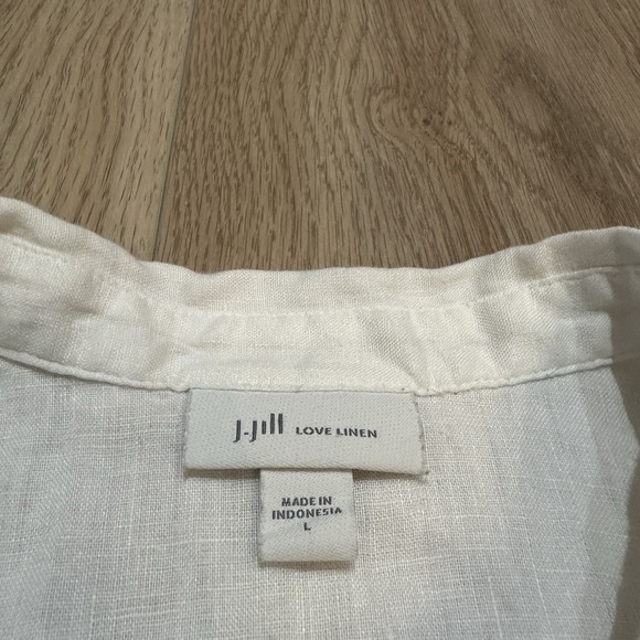 J Jill Love Linen Shirt Womens L White Sleeveless Tunic Top Lagenloook Casual - Picture 3 of 7